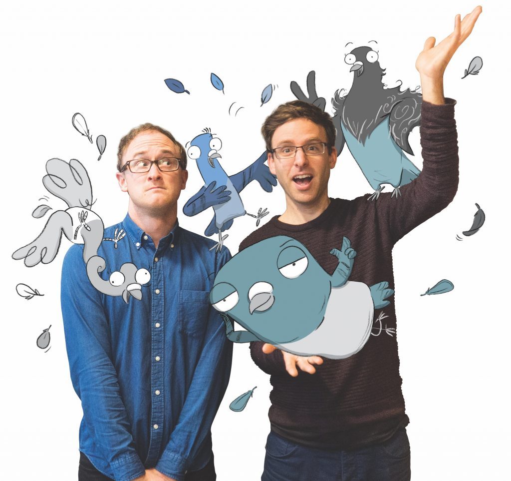 Image of the Real Pigeons with Ben Wood and Andrew McDonald. 