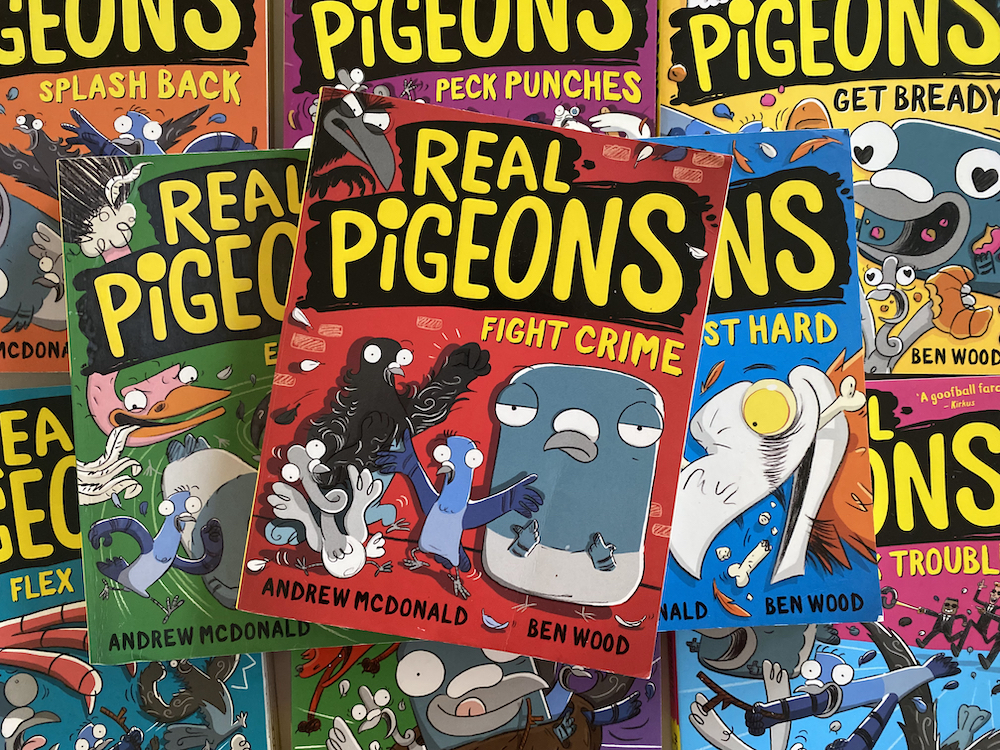 A pile of Real Pigeons books