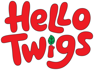 A red logo that read HELLO TWIGS